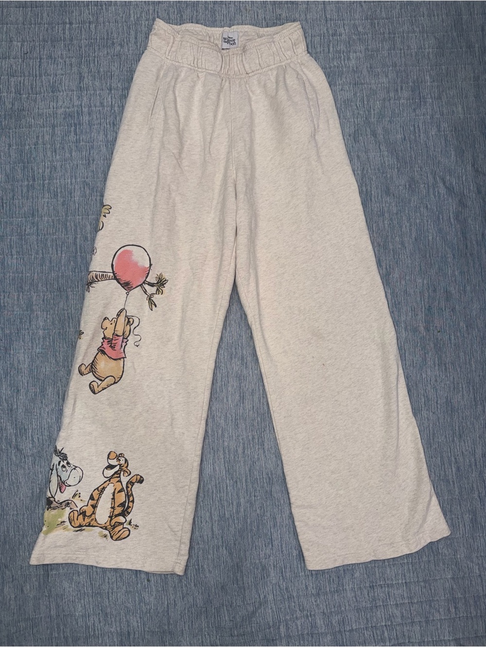 Disney Cream Winnie the Pooh, Tigger  Graphic Wide Leg Sweat Lounge Pants